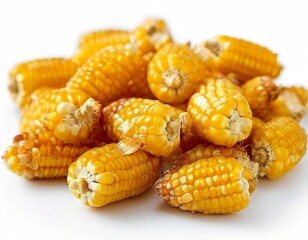 pile corn on white background