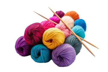 Colorful Yarn Balls and Knitting Needles