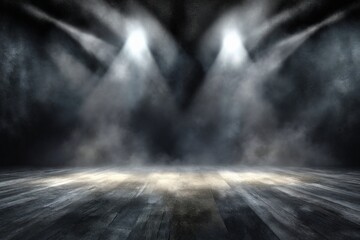 Spotlight on Empty Stage with Smoke