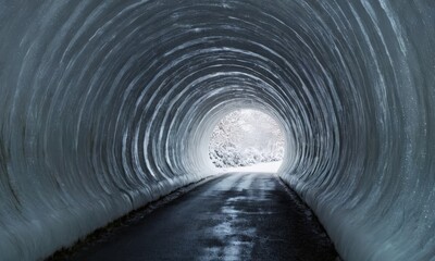tunnel with snow on the ground