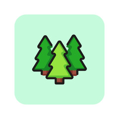 Obraz premium Forest line icon. Fir tree, woods, parkland. Environment concept. Vector illustration can be used for topics like Christmas, national park, habitat
