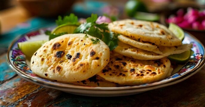 plate pita bread with lime and cini