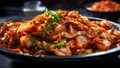 bowl kimbak with vegetables and sauce