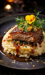 plate maso with maso sauce and maso sauce