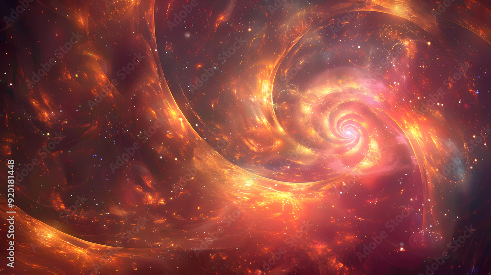 Canvas Prints a colorful space background with a yellow flame in the middle. the flame is surrounded by a blue and