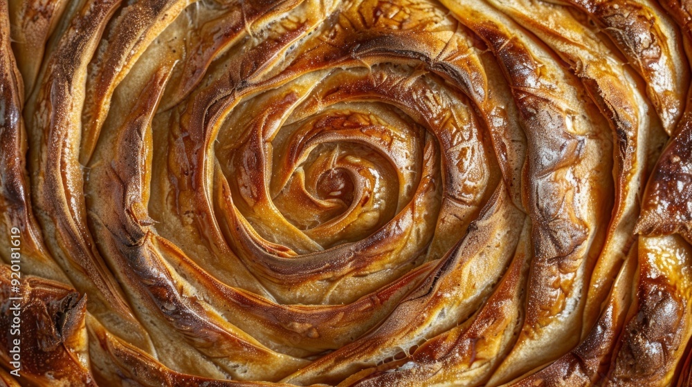 Poster a topdown view of an artisan roll reveals intricate scoring on the surface creating a beautiful patt