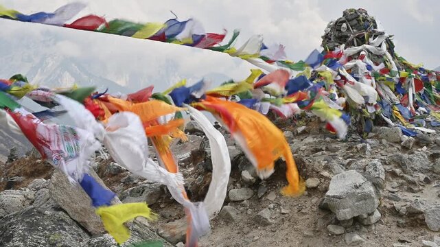 The memorial stupa for peoples who died on Mt.Everest situated at Thukla Pass (4,800 m) on the way to Everest base camp trek in Nepal.