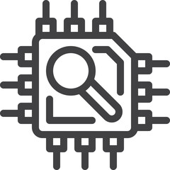 Fototapeta premium Simple cpu search outline icon on white background