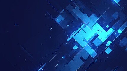 Naklejka premium Abstract Blue Geometric Pattern with Glowing Lines