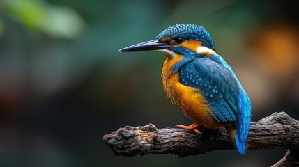 Obraz premium A Vibrant Blue Kingfisher Perched on a Branch