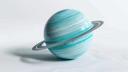 Blue and White Swirling Planet with Ring