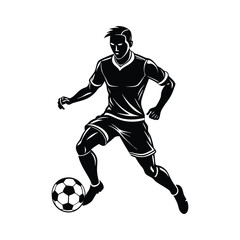 Naklejka premium Football Soccer player silhouette with ball High quality isolated Logo