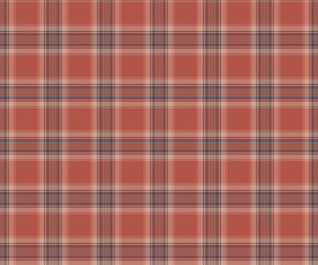 Plaid pattern, orange, brown, blue, seamless for textiles and design clothing, skirts, pants, aprons, tablecloths, blankets or decorative fabrics. Vector illustration.