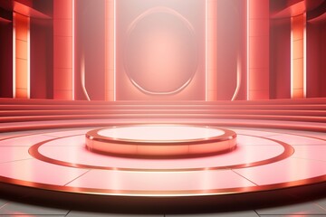 Obraz premium Red & Gold Circular Platform with Stairs.