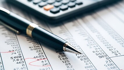 Professional accounting concept featuring financial charts and calculations. Ideal for business and finance-related projects. Perfect for illustrating bookkeeping, audits, and financial planning.