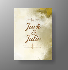 Wedding invitation with Abstract splashed watercolor background