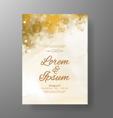 Wedding invitation with Abstract splashed watercolor background