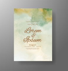 Wedding invitation with Abstract splashed watercolor background