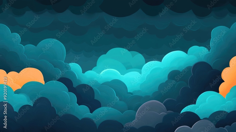 Aufkleber dramatic stormy sky with dark ominous clouds and an approaching thunderstorm flat design atmospheric