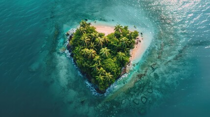 Heart Shaped Island in Tropical Paradise