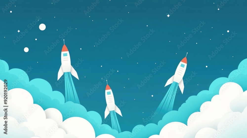 Poster skywriting messages and signage in the sky with a clean minimalist flat design tranquil aerial backg
