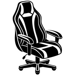 Gaming chair icon silhouette vector illustration with a white background