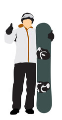 snow boarder holding snowboard full isolated