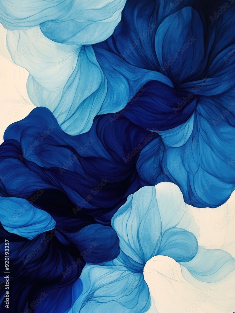 Poster Organic fluid and vibrant abstract artwork with a soft watercolor effect  Delicate blobs and swirls in a harmonious calming and visually captivating composition