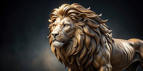 Realistic lion sculpture in the shape of a fierce lion , lion, sculpture, realistic, animal, king of the jungle, mane, predator