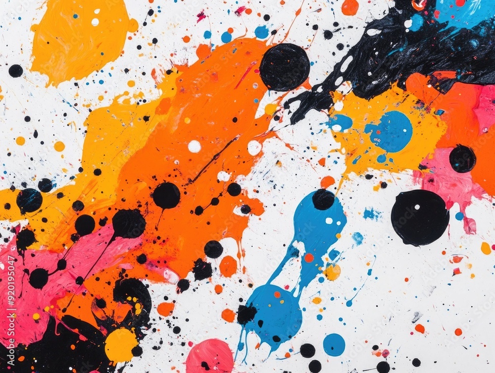 Poster captivating abstract painting featuring organic shapes and spontaneous drip effects creating a vibra