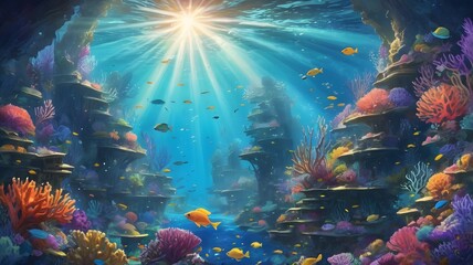 Obraz premium Underwater Wonderland: A Colorful Coral Reef