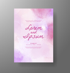 Wedding invitation with Abstract splashed watercolor background