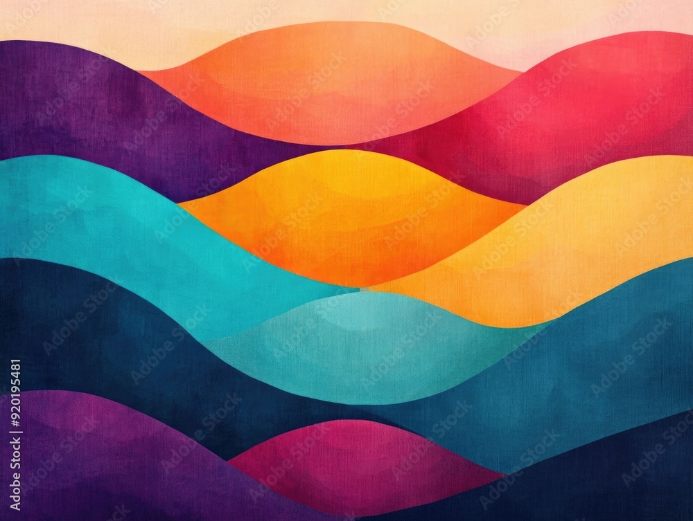 Poster visually soothing abstract art composition featuring soft rounded organic shapes and gentle color gr