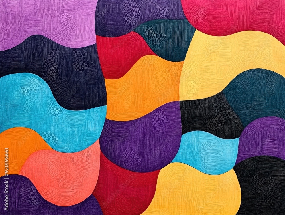Poster captivating abstract artwork featuring organic hand drawn shapes and textures that create a visually
