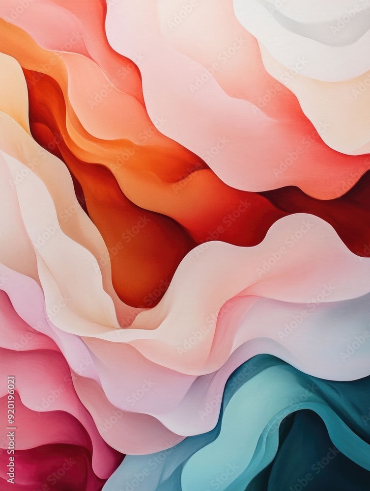 Poster soft and elegant abstract composition featuring pastel gradient organic forms with subtle textures a