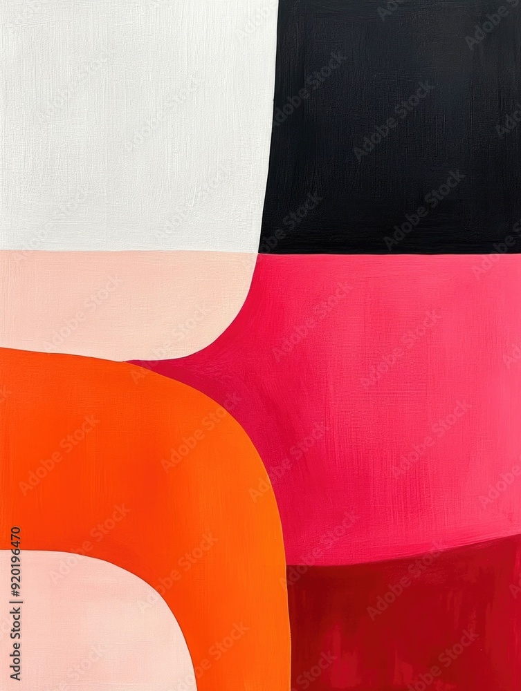 Poster captivating abstract art composition featuring bold defined shapes with soft vibrant interiors this 
