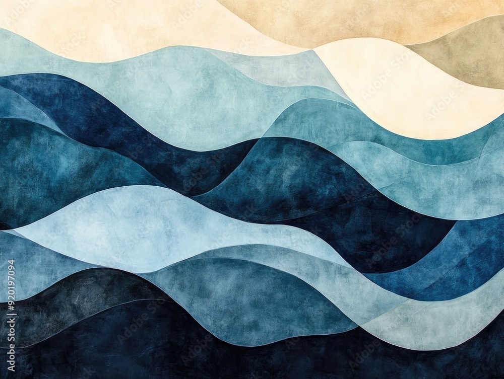 Poster captivating abstract composition featuring a harmonious blend of overlapping organic shapes soft foc