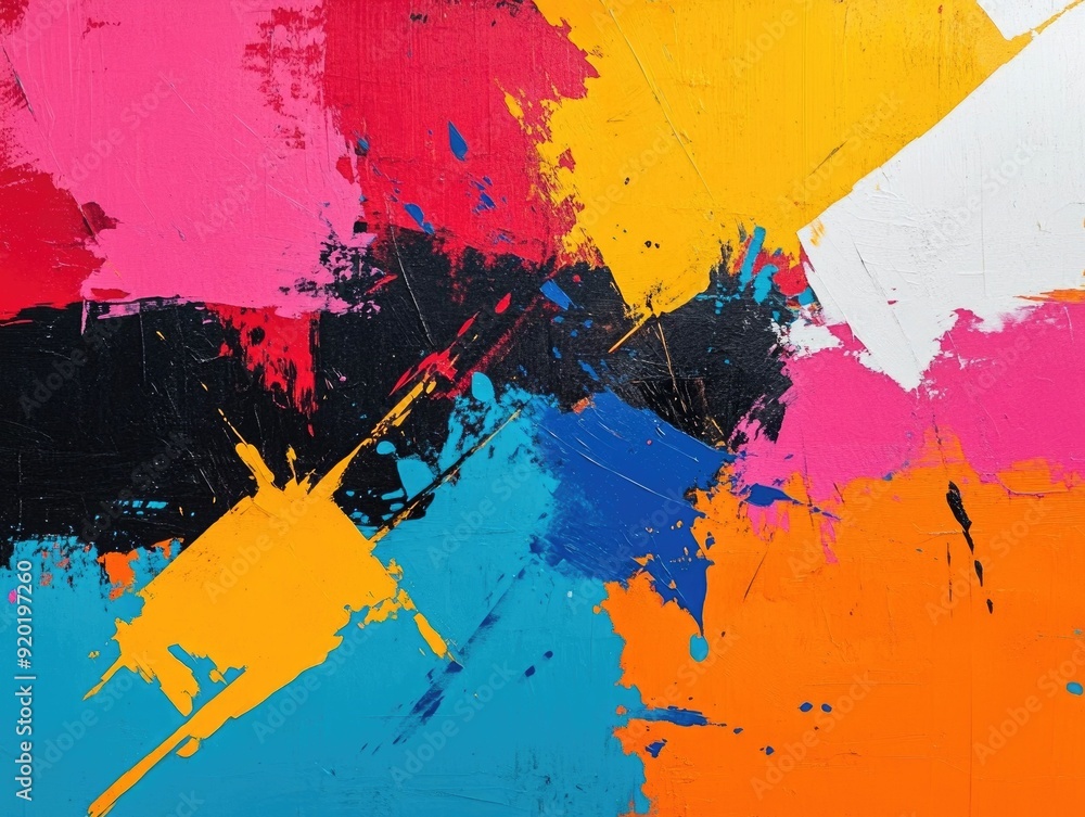 Poster captivating abstract art showcasing a dynamic interplay of organic shapes and bold bright colors cre