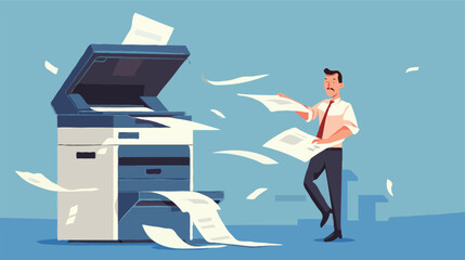 Flat vector Office documents copier cartoon vector illustration