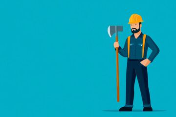 Miner with pickaxe, underground worker, flat design illustration