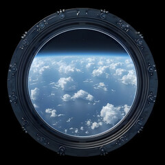 The cupola porthole on the space station window