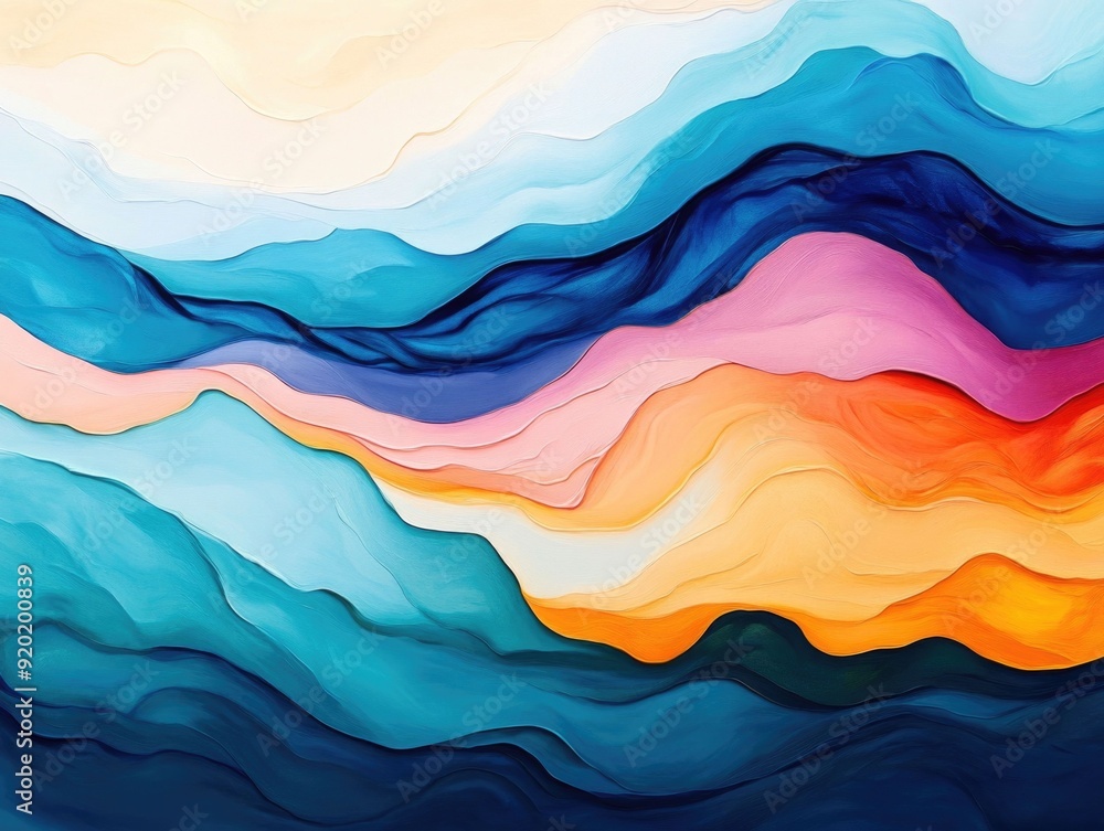 Poster mesmerizing abstract digital artwork featuring smooth flowing lines and soft harmonious color transi