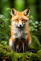 Fototapeta premium Splendid Focus on Red Fox: A Strikingly Captivating Real-Life Portrait of British Wildlife.