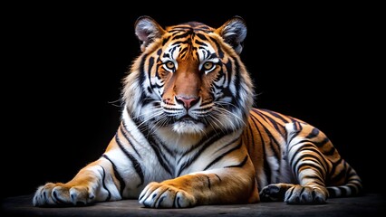 Portrait of Tiger isolated on black background, High resolution image