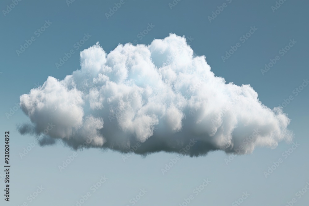 Poster A cloud floating in the sky with a plane visible in the distance, suitable for use as a background image or to represent aviation or weather