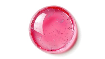 A close-up view of a pink object on a white surface