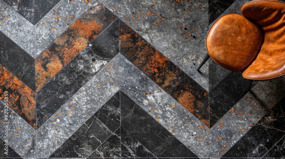 Poster a modern geometric interpretation of lava patterns with sharp angles and a striking contrast of dark