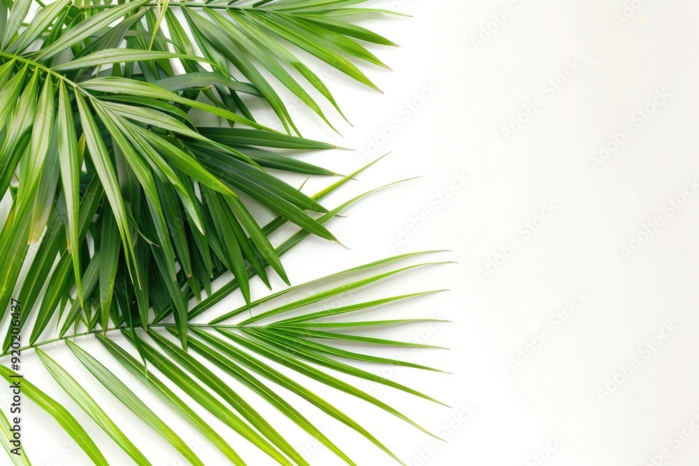 Aufkleber A close-up view of a palm leaf on a white background, ideal for use in designs where a natural element is needed