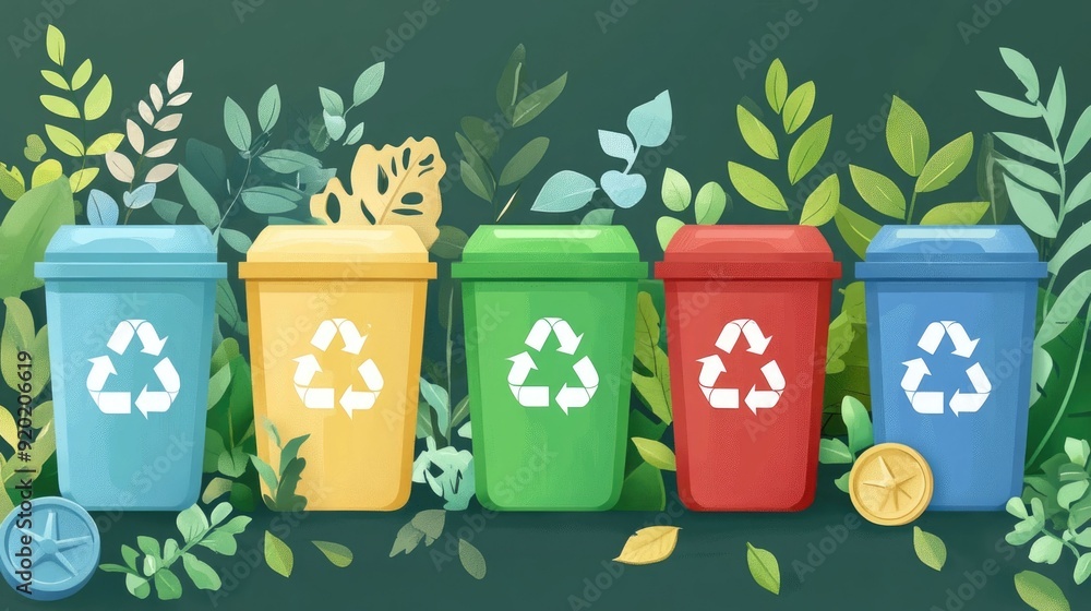 Poster flat design depicting a recycling incentive program aimed at encouraging participant engagement and 