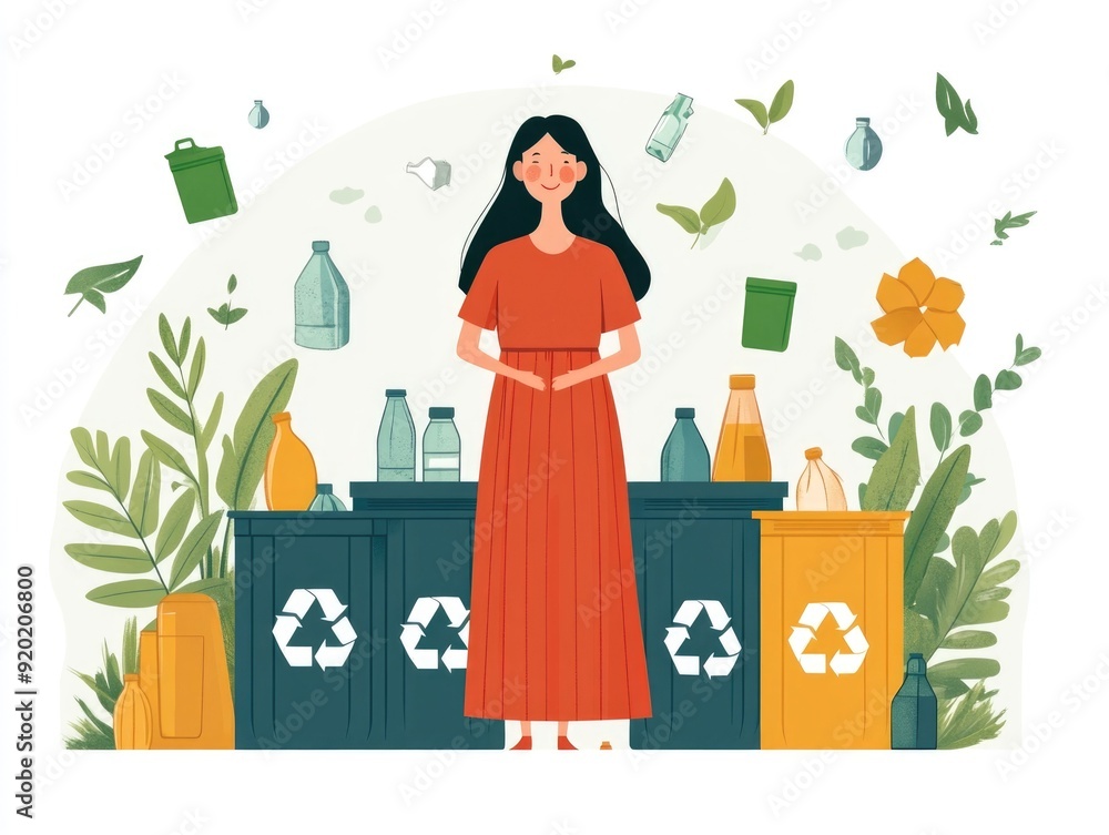 Aufkleber awareness workshop illustrating recycling basics through flat design approach educating on sustainab